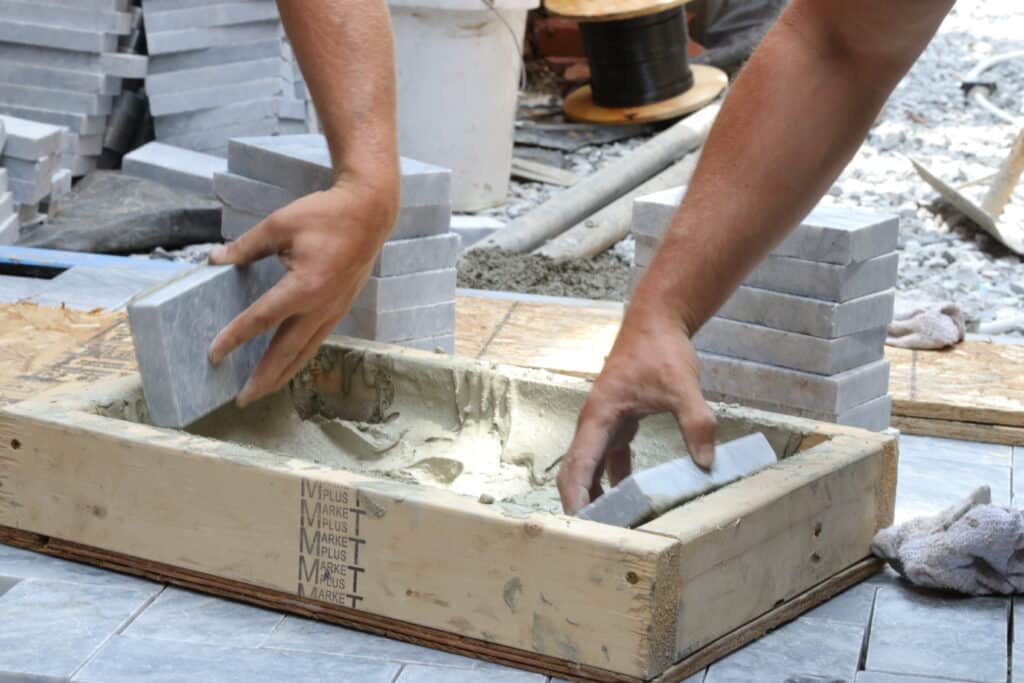 Installing Porcelain Pavers using dipping method