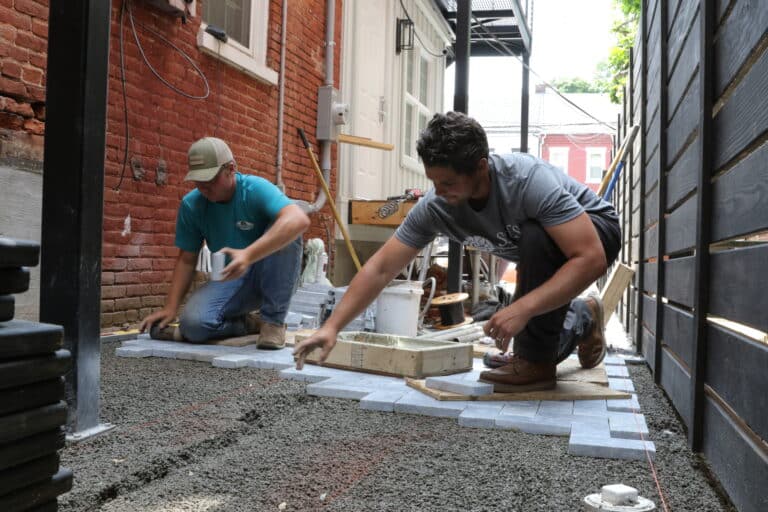 Laying Stones On Bedding Mortar